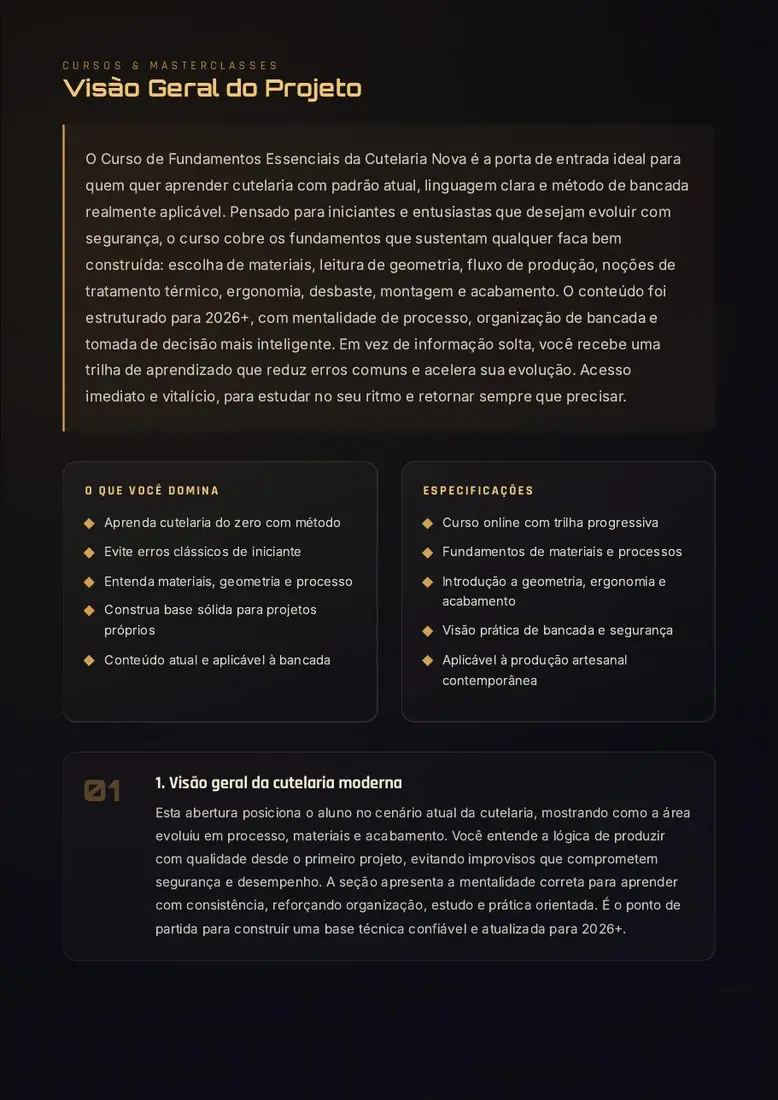 Curso de Fundamentos Essenciais da Cutelaria Nova — prévia 3