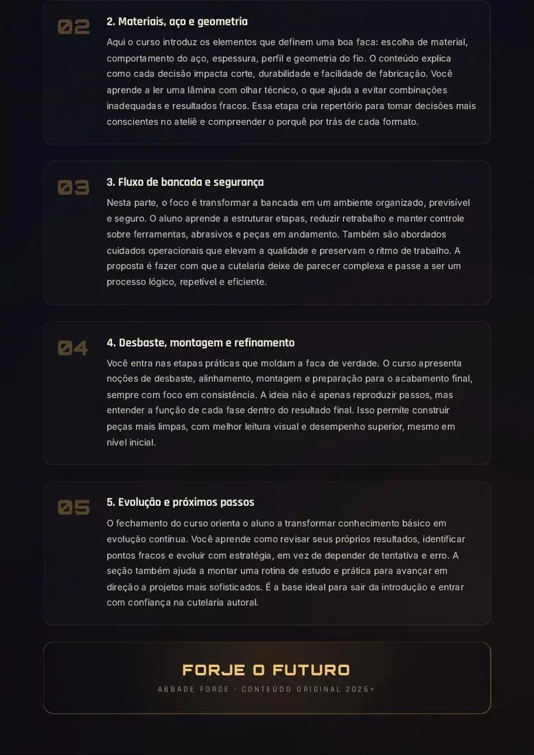 Curso de Fundamentos Essenciais da Cutelaria Nova — prévia 4