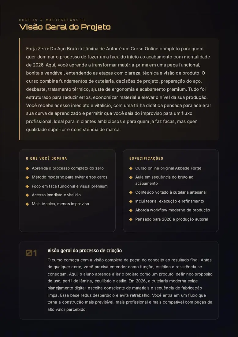 Forja Zero: Do Aço Bruto à Lâmina de Autor — prévia 3
