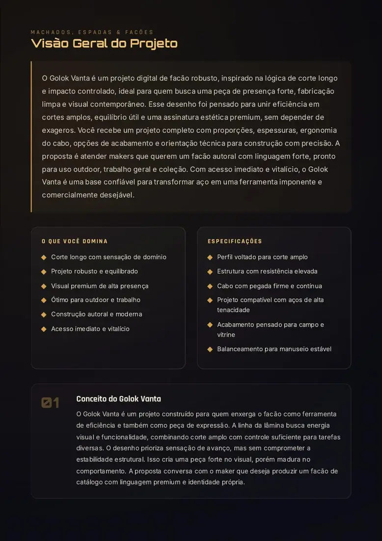 Golok Vanta — Facão de Impacto e Corte Longo — prévia 2