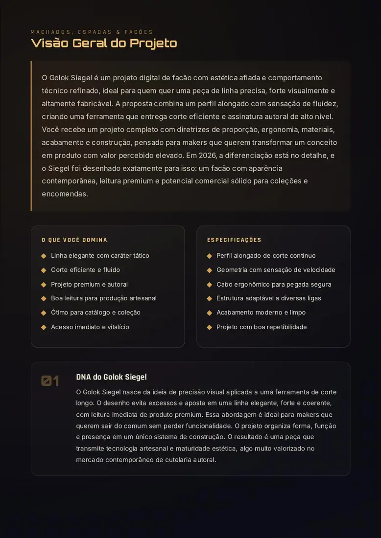 Golok Siegel — Facão de Linha Precisa — prévia 2