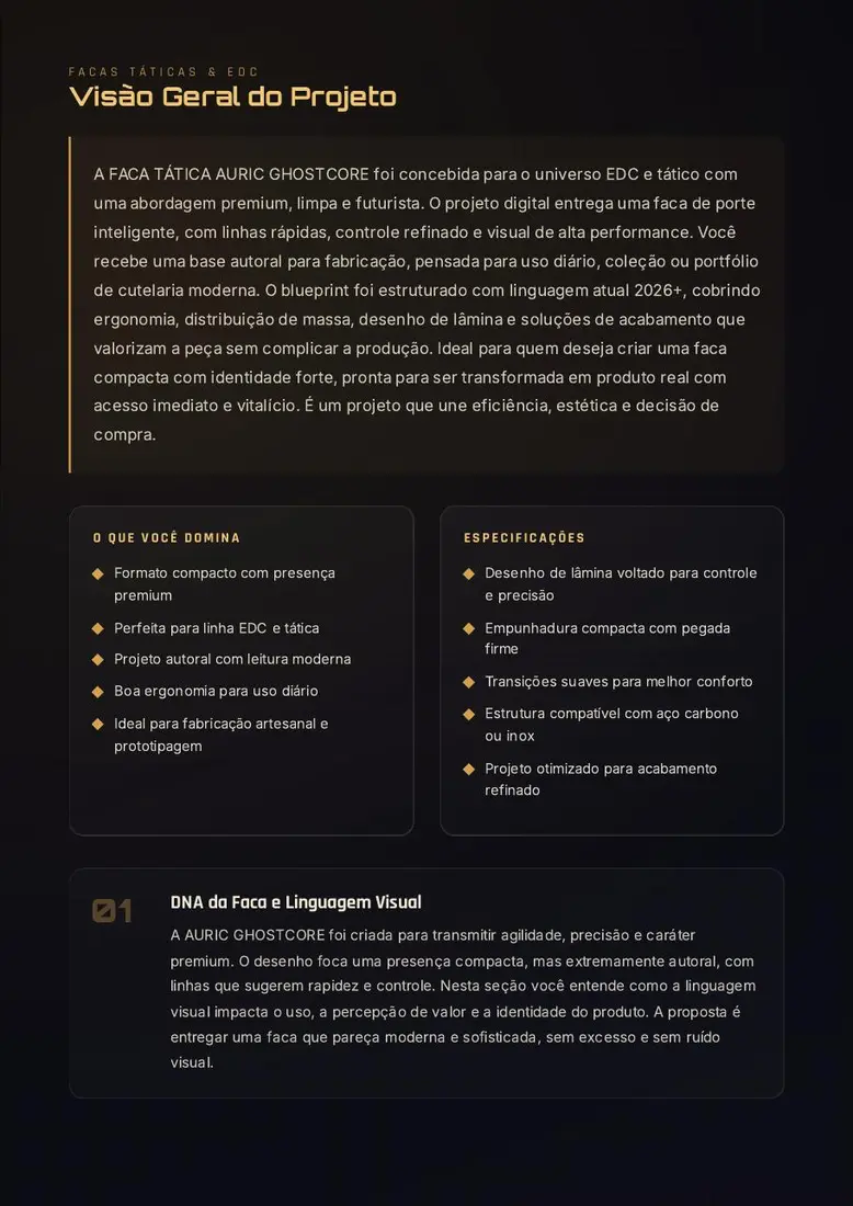 Projeto Digital FACA TÁTICA AURIC GHOSTCORE — prévia 2
