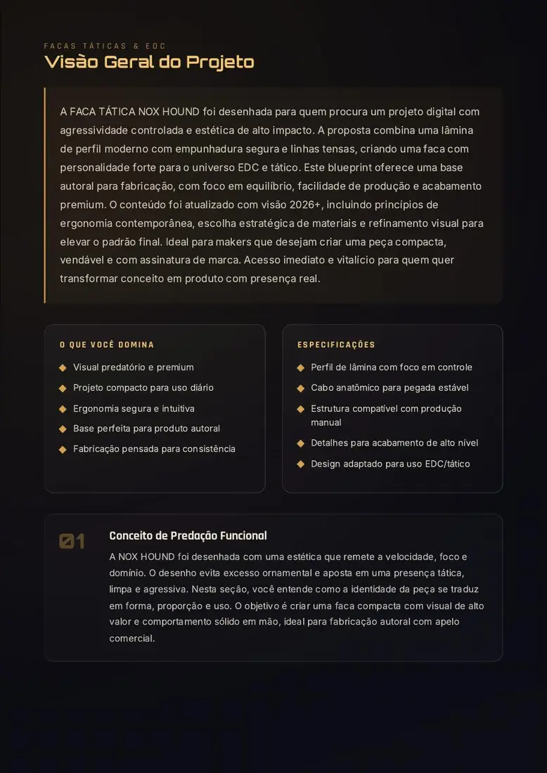 Projeto Digital FACA TÁTICA NOX HOUND — prévia 2
