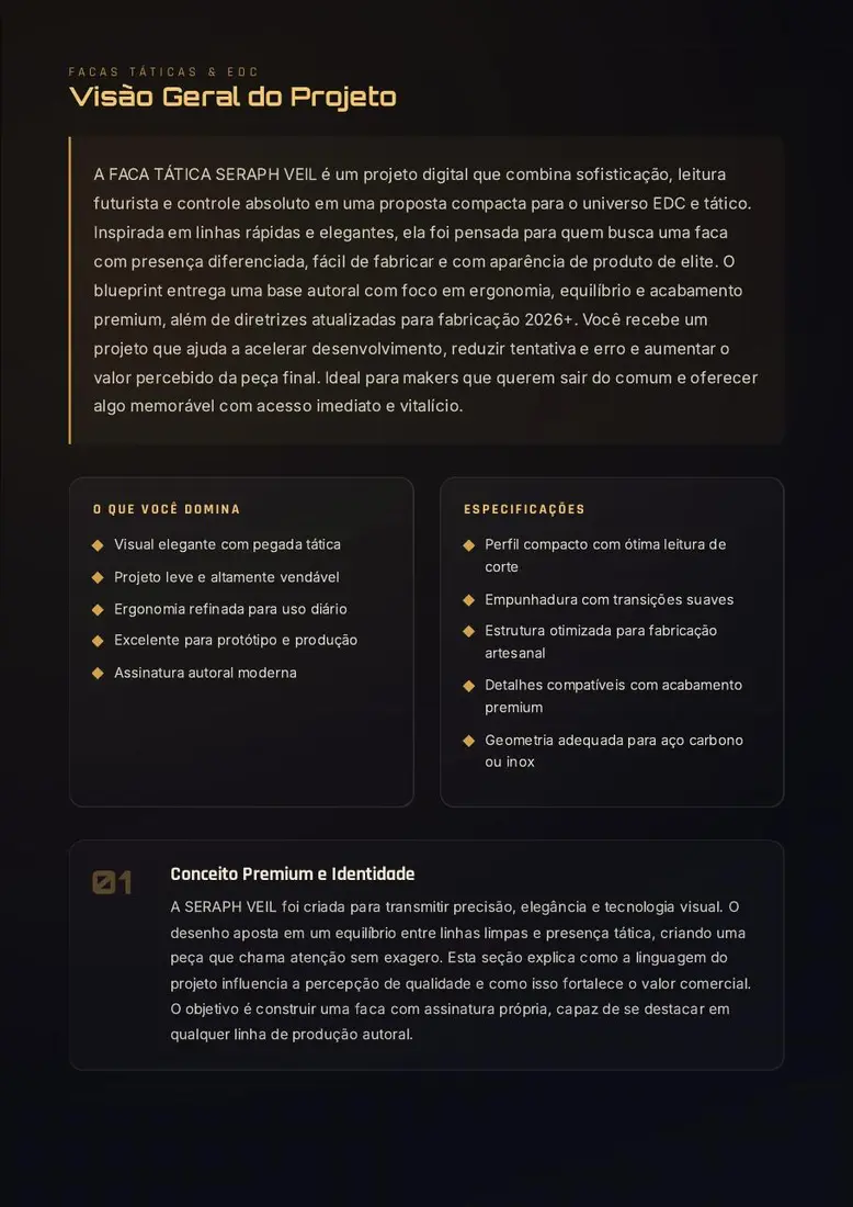Projeto Digital FACA TÁTICA SERAPH VEIL — prévia 2