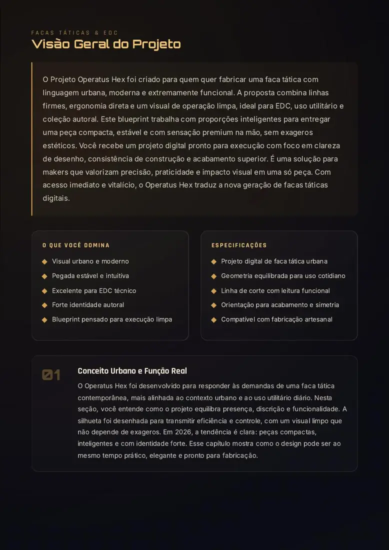 Projeto Operatus Hex — Faca Tática de Resposta Urbana — prévia 2