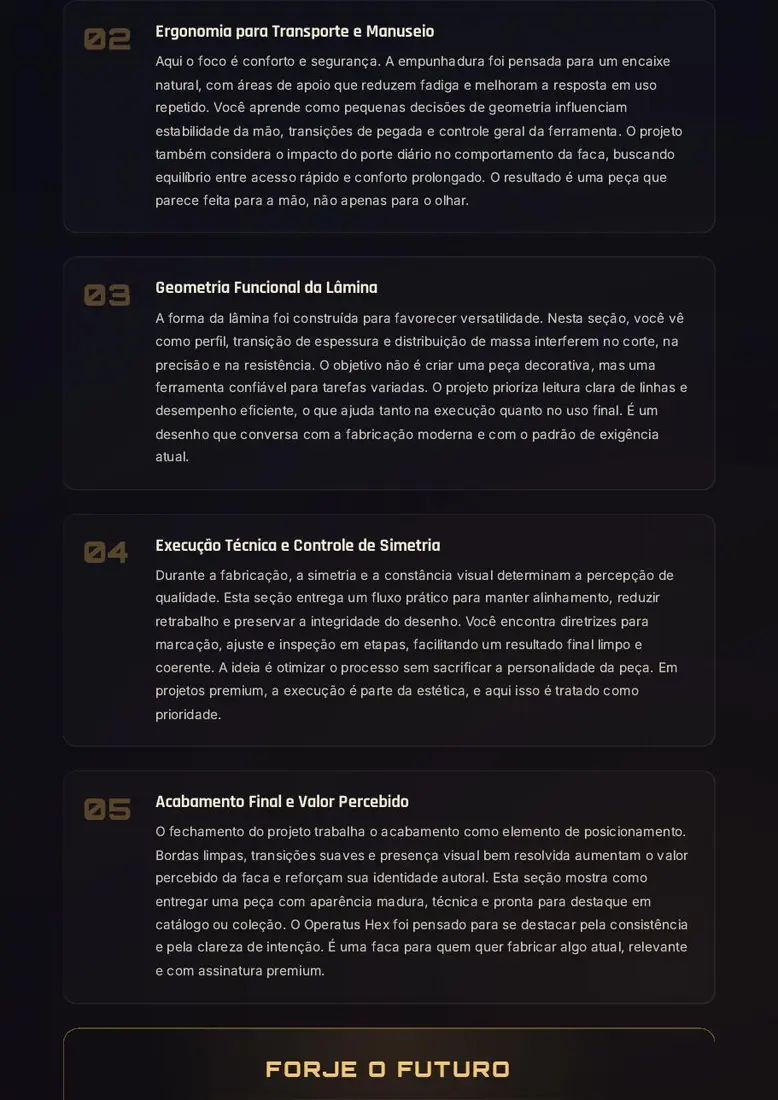 Projeto Operatus Hex — Faca Tática de Resposta Urbana — prévia 3