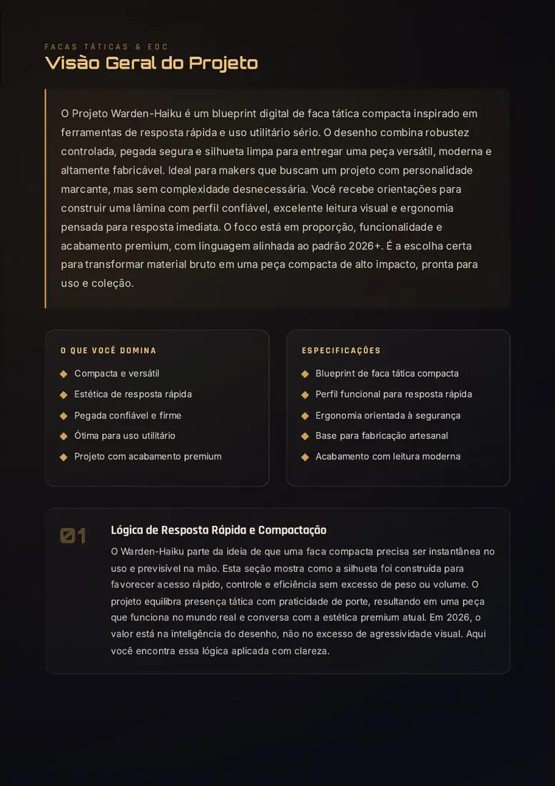 Projeto Warden-Haiku — Faca Tática de Resgate Compacto — prévia 2