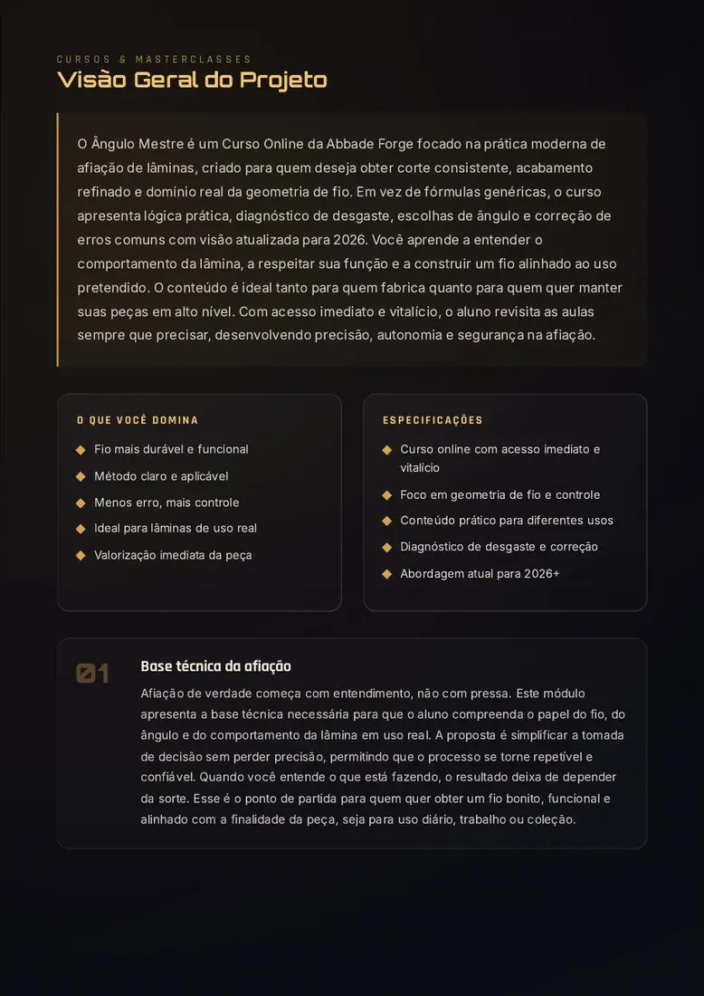 Ângulo Mestre: Afiação de Precisão Cabete — prévia 3