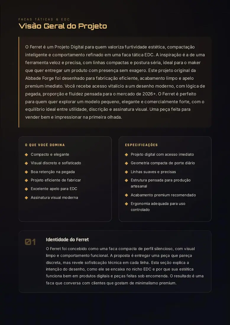 Abbade Forge Ferret — Faca Compacta de Perfil Silencioso — prévia 2