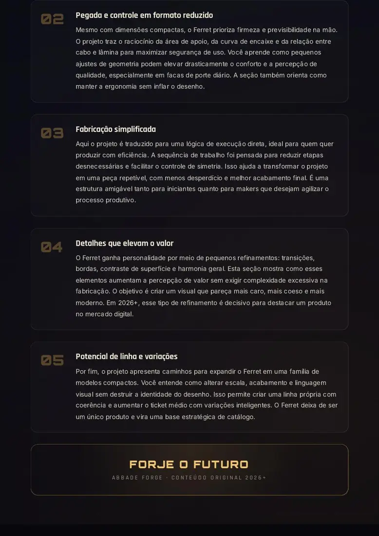 Abbade Forge Ferret — Faca Compacta de Perfil Silencioso — prévia 3