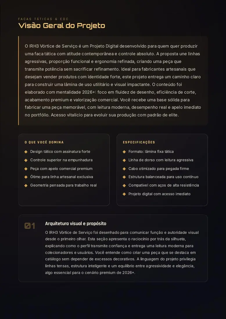 IRH3 Vórtice de Serviço — Projeto Digital de Faca Tática de Alto Controle — prévia 2