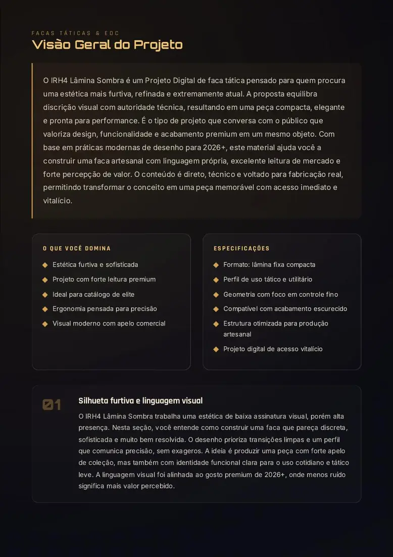 IRH4 Lâmina Sombra — Projeto Digital de Faca Tática Refinada — prévia 2
