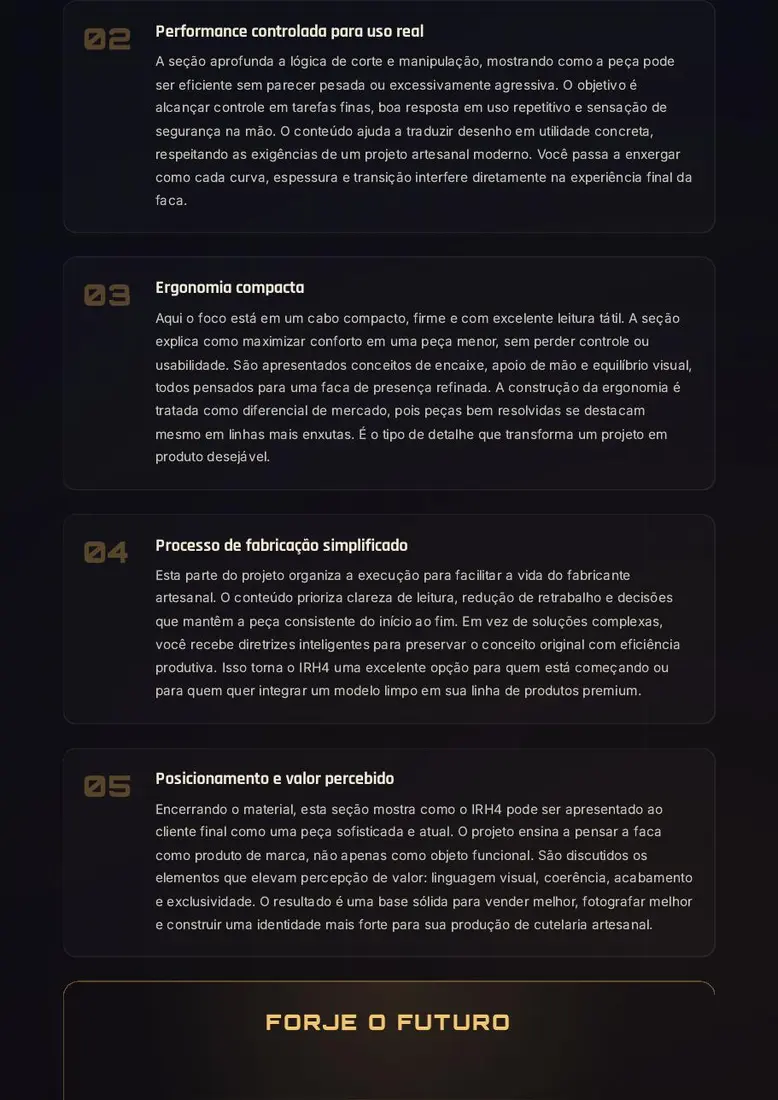 IRH4 Lâmina Sombra — Projeto Digital de Faca Tática Refinada — prévia 3
