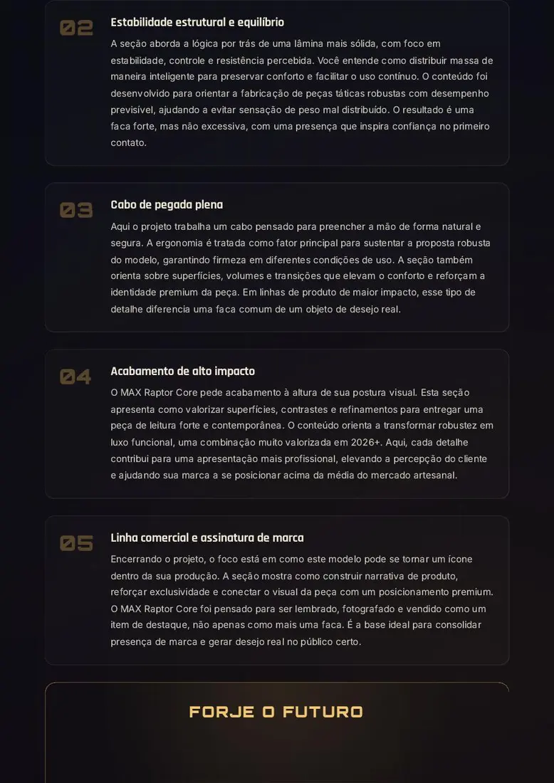 MAX Raptor Core — Projeto Digital de Faca Tática de Potência Total — prévia 3