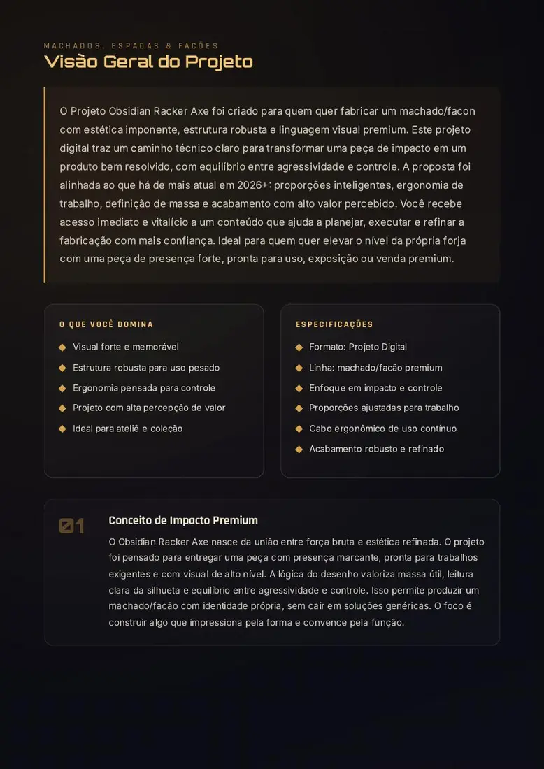 Projeto Obsidian Racker Axe — prévia 2