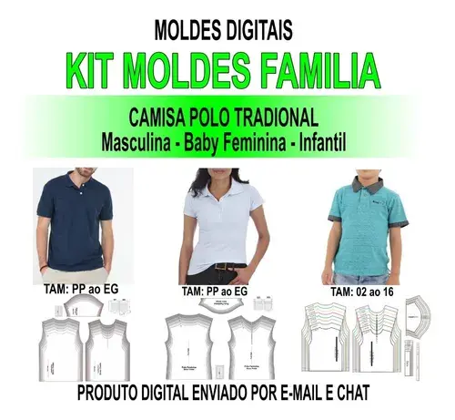 Polo Line — Molde Digital de Camiseta Polo — prévia 1