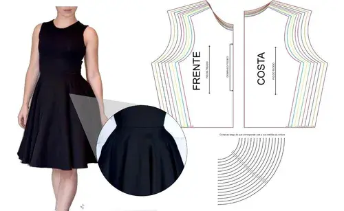 Molde Vestido Godê Prisma — prévia 3