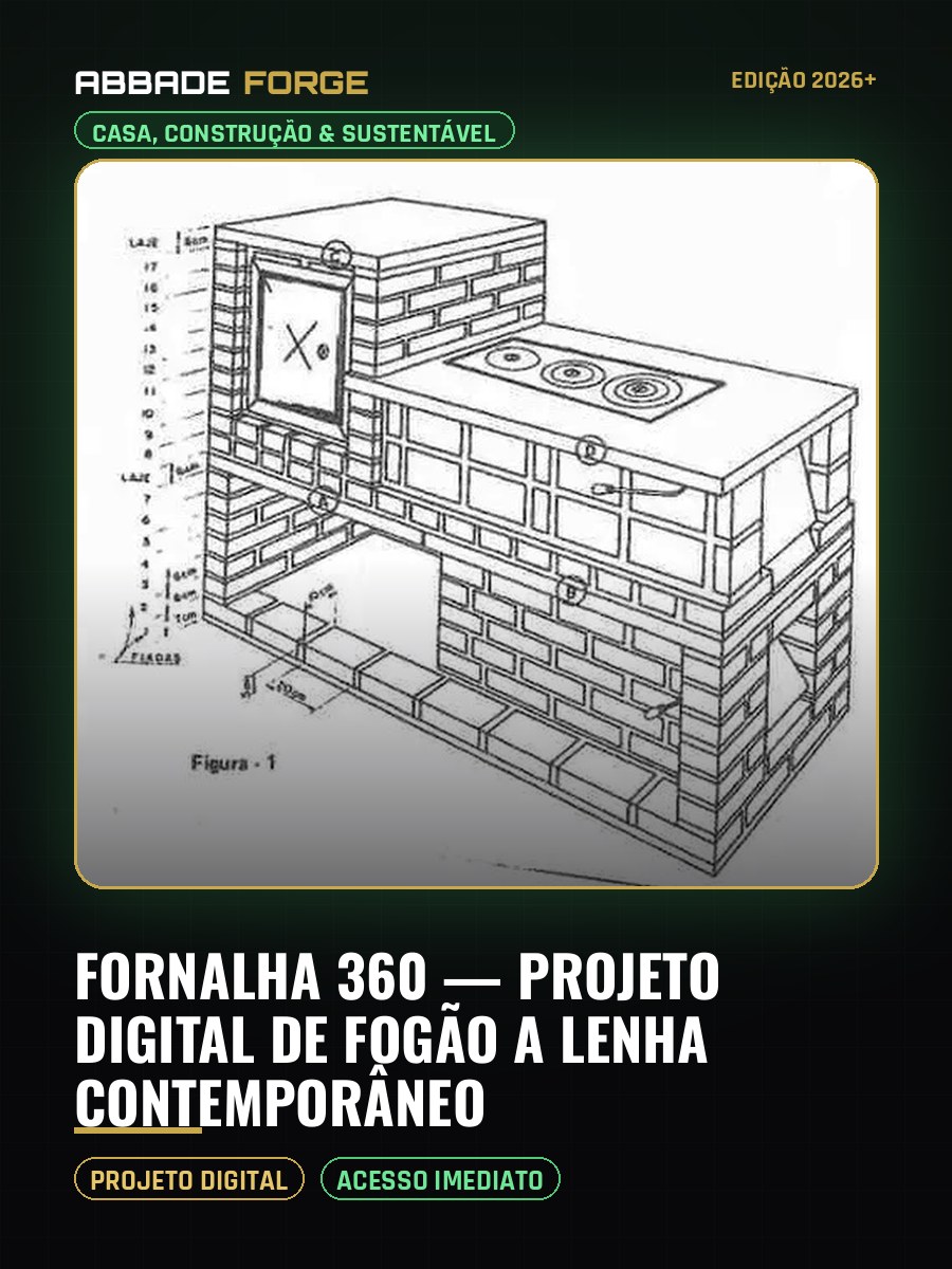 Fornalha 360 — Projeto Digital de Fogão a Lenha Contemporâneo