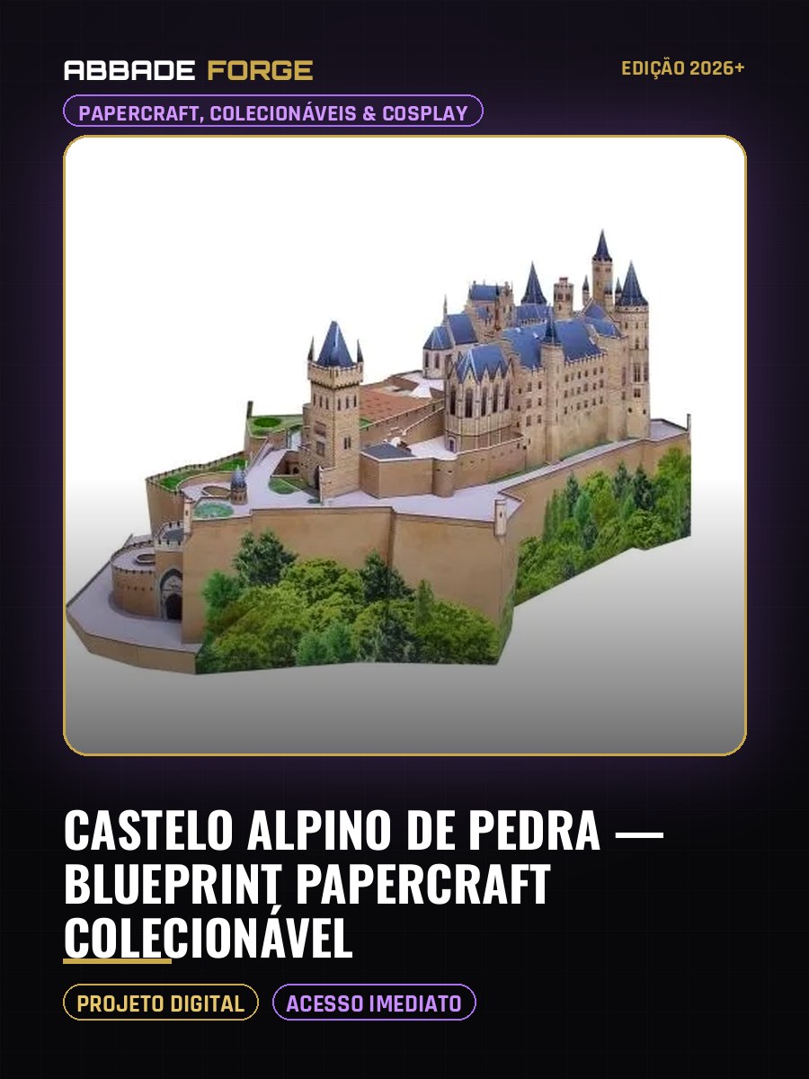 Castelo Alpino de Pedra — Blueprint Papercraft Colecionável
