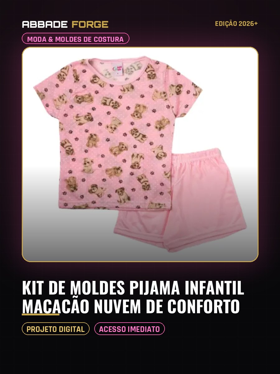 Kit de Moldes Pijama Infantil Macacão Nuvem de Conforto